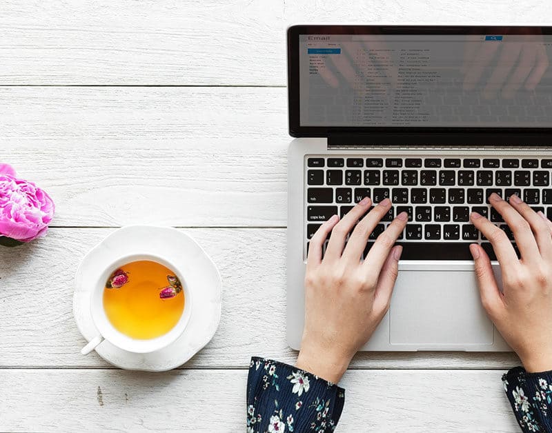 Woman working on a computer