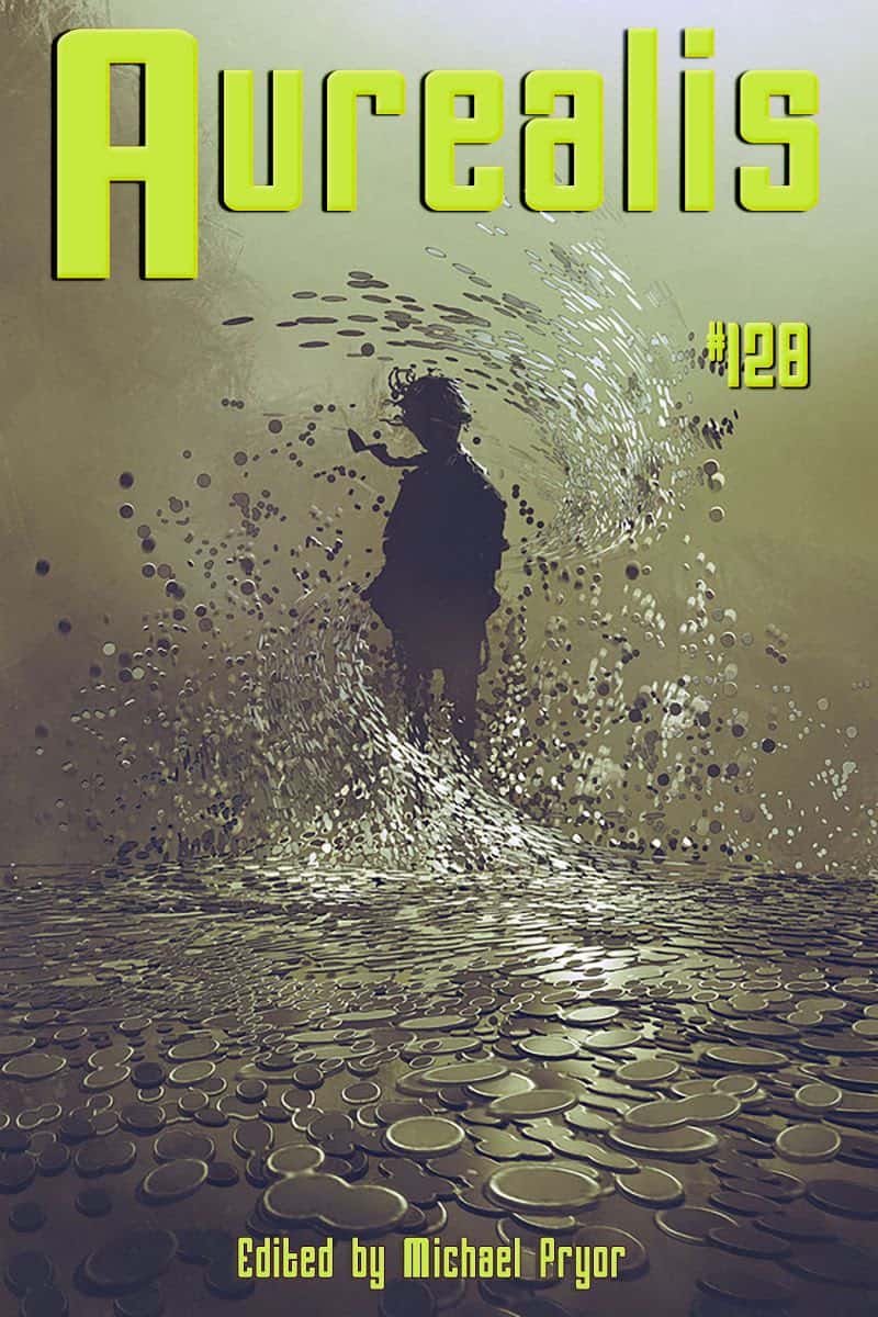 Cover of Aurealis magazine featuring a person in mirrored water